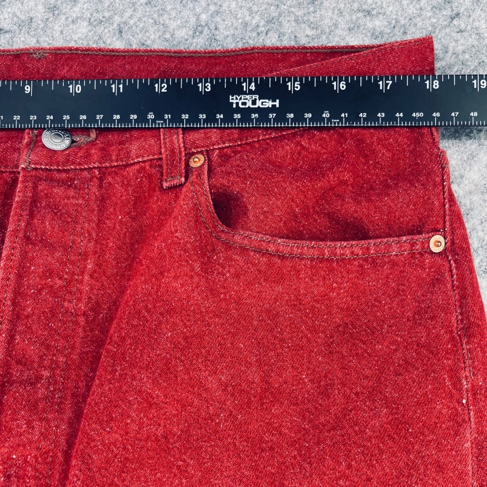 Vintage Levi 501 Jeans Men 38x32 Red Button Fly Baggy Denim Made in USA 1990s - Picture 3 of 16